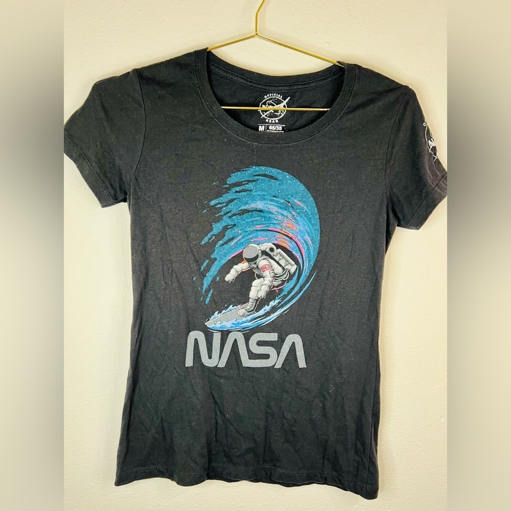 NASA Official Gear Black Short Sleeve Astronaut Space Rider Shirt Size Medium - Picture 3 of 9